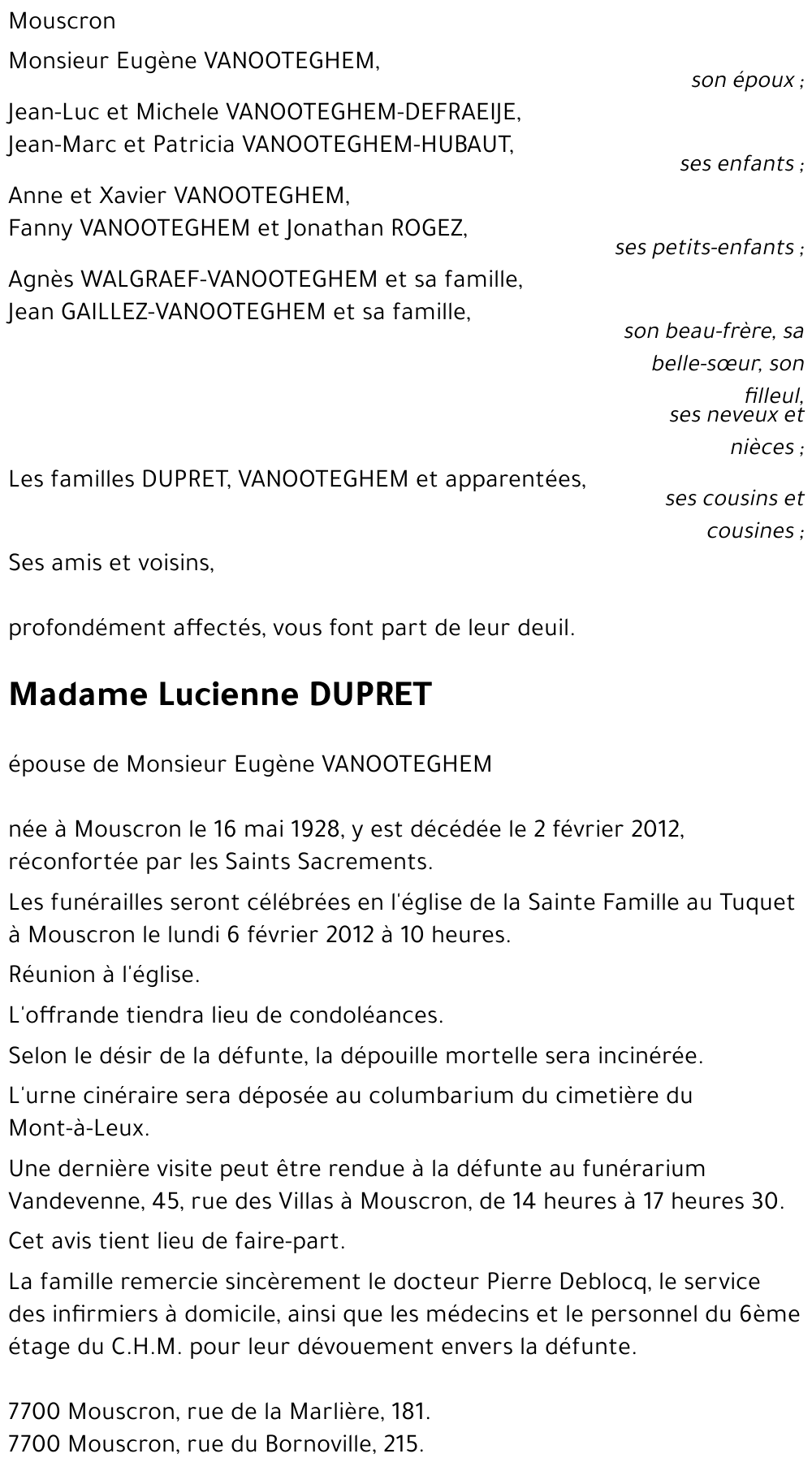 Lucienne DUPRET