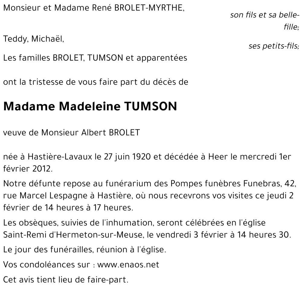 Madeleine TUMSON