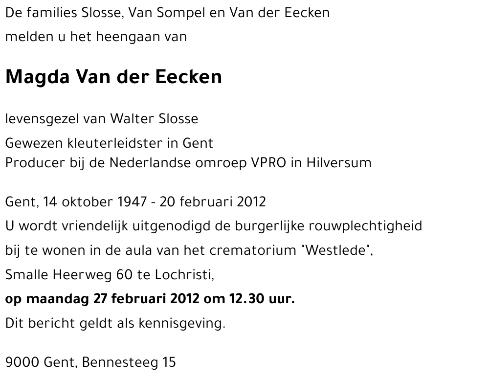 Magda Van der Eecken