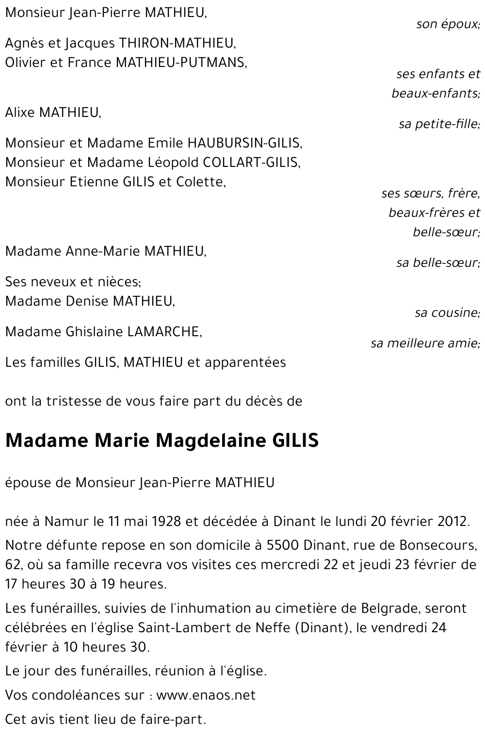Magdelaine GILIS