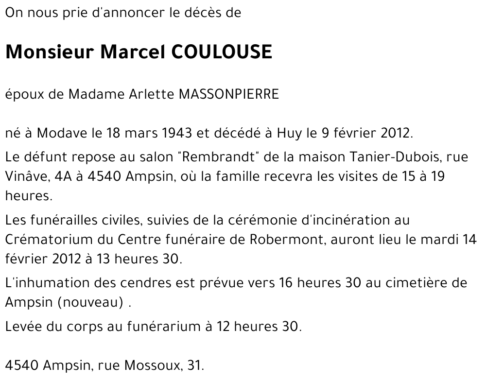 Marcel COULOUSE