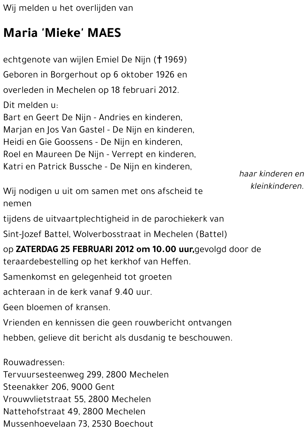 Maria 'Mieke' MAES