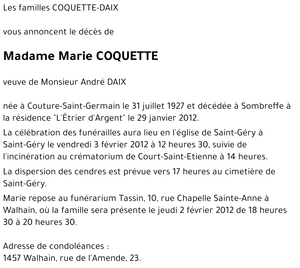 Marie COQUETTE
