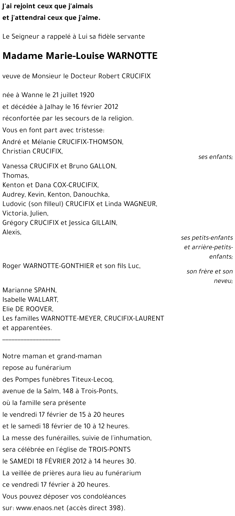 Marie-Louise WARNOTTE