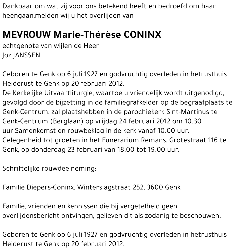 Marie-Thérèse CONINX
