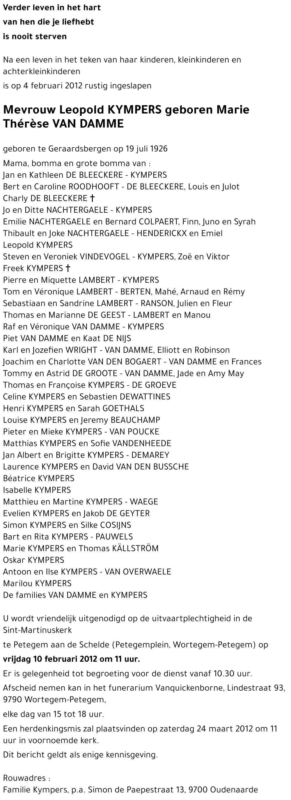 Marie-Thérèse VAN DAMME