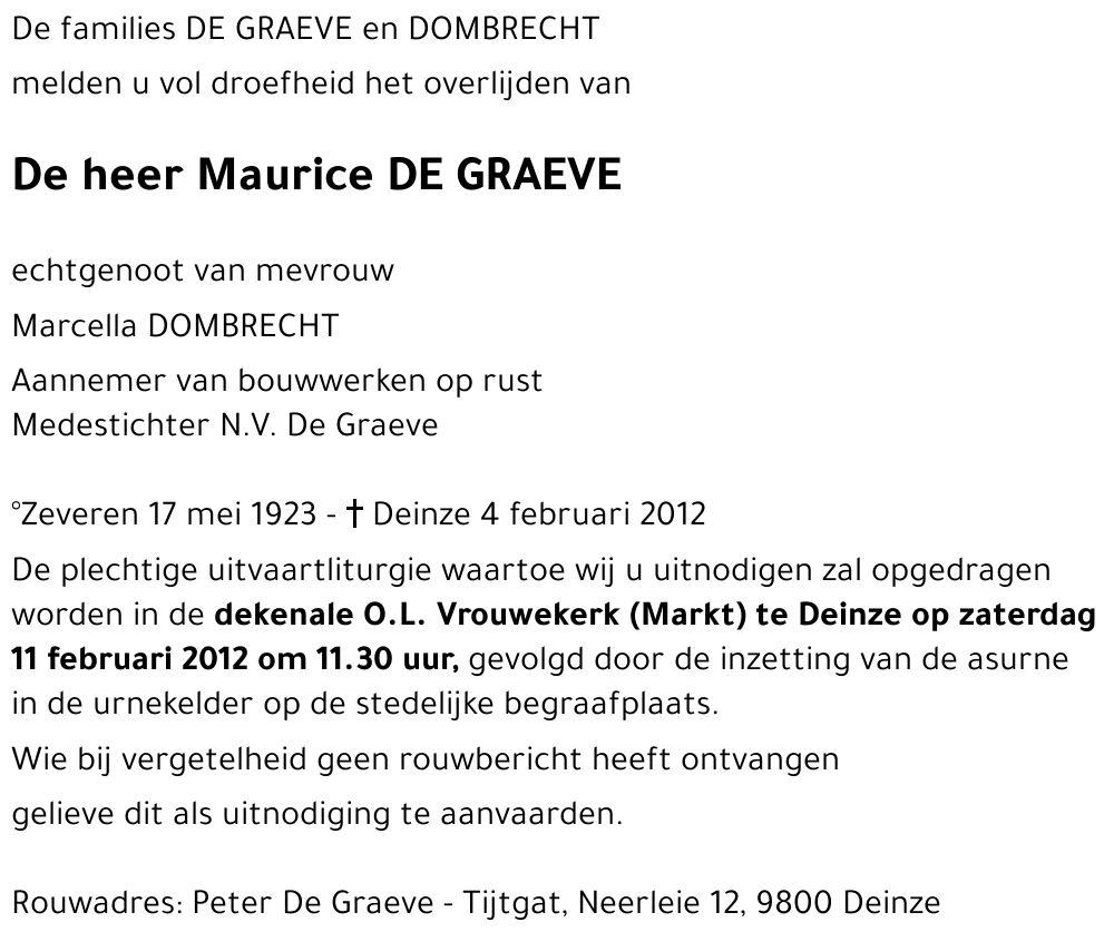 Maurice DE GRAEVE
