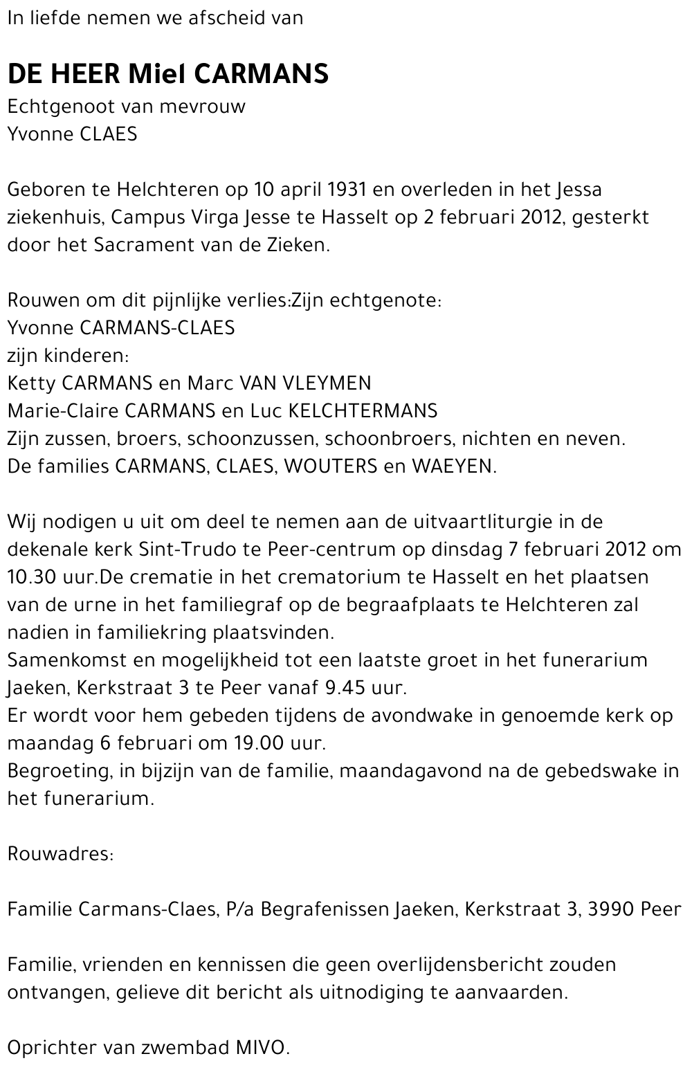 Miel CARMANS