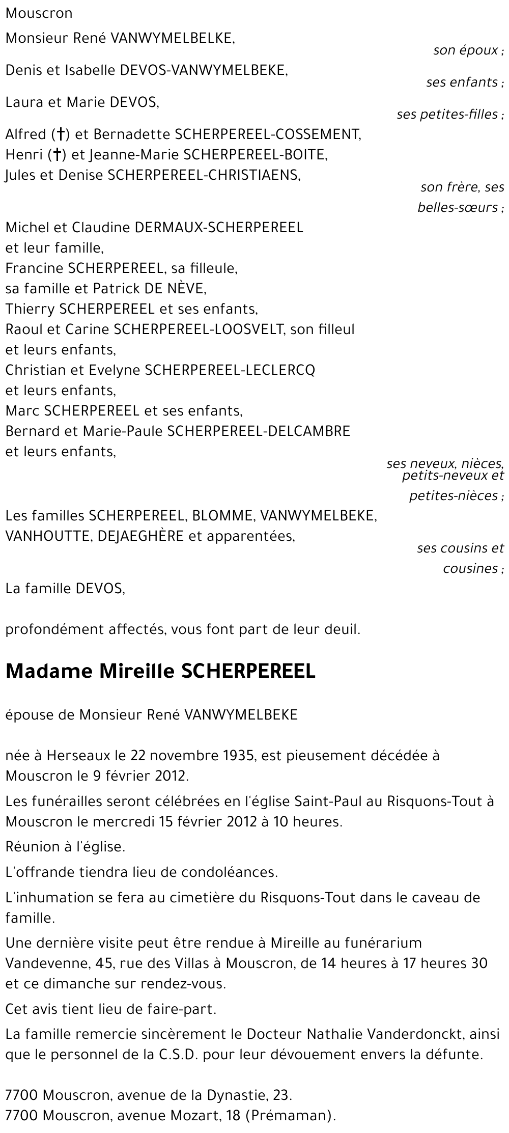 Mireille SCHERPEREEL
