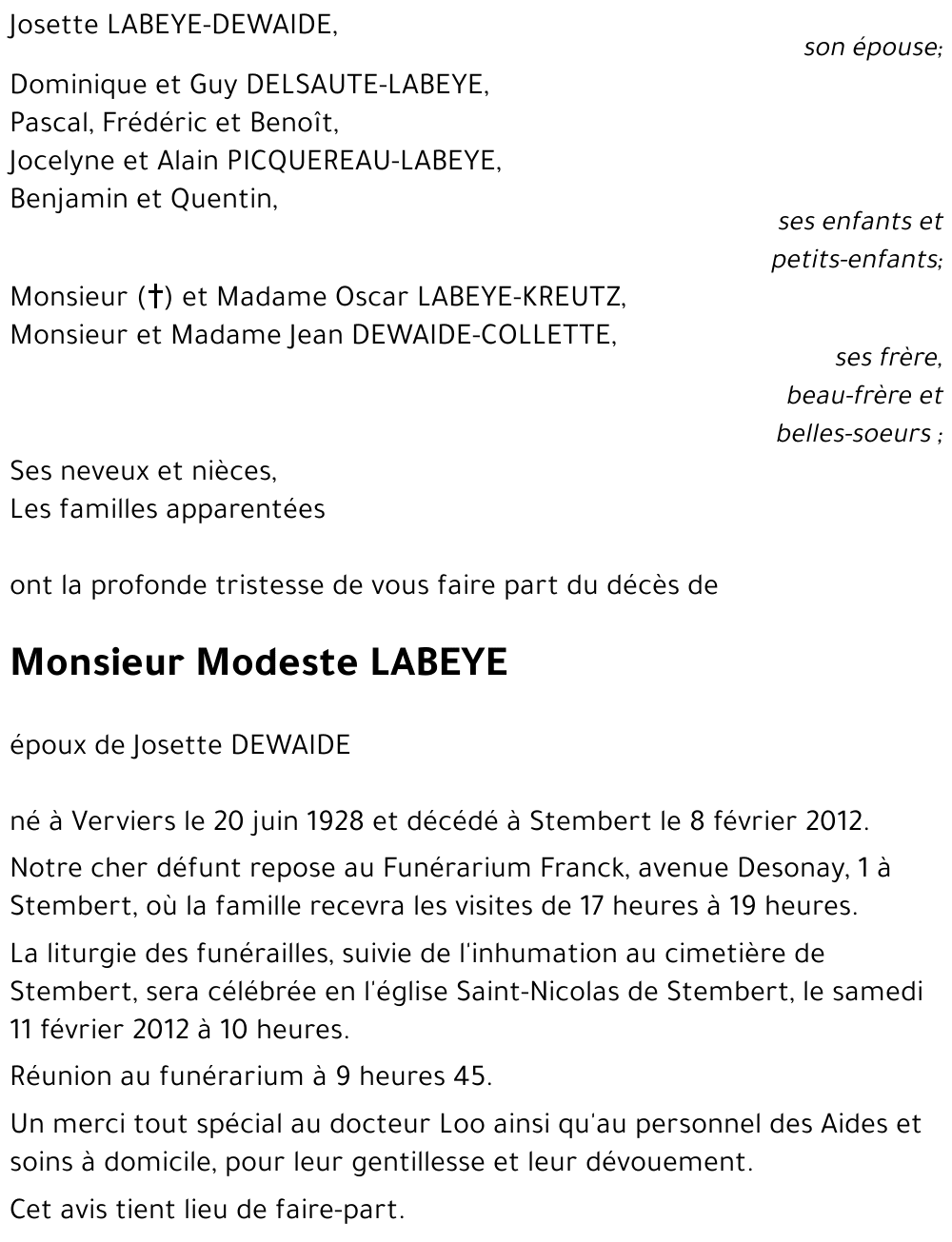 Modeste LABEYE