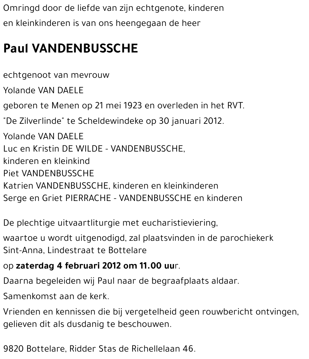 Paul VANDENBUSSCHE