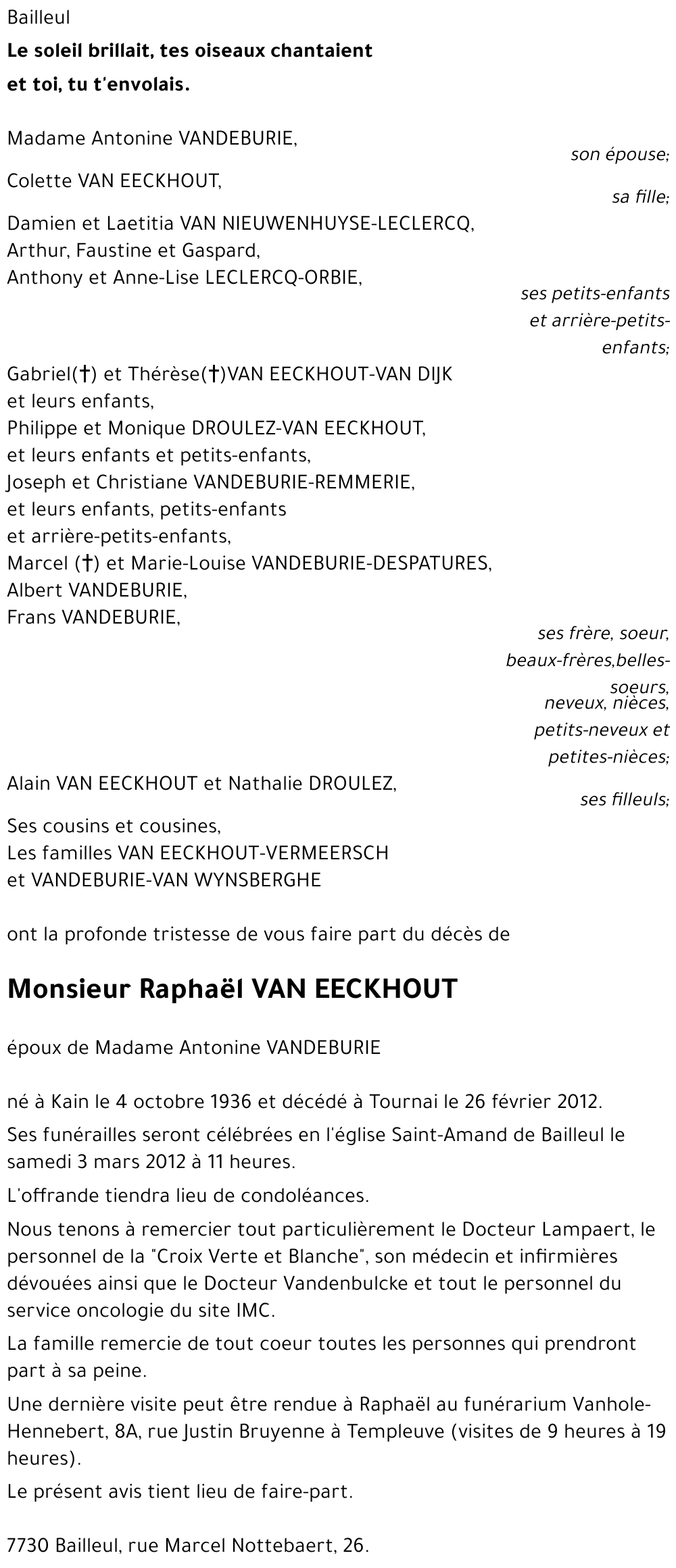 Raphaël VAN EECKHOUT