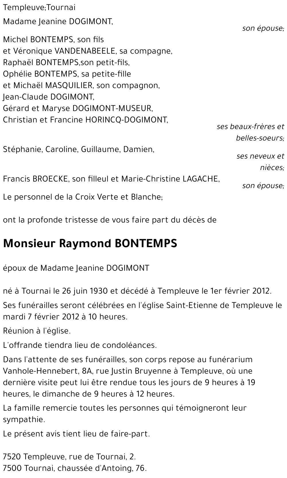 Raymond BONTEMPS
