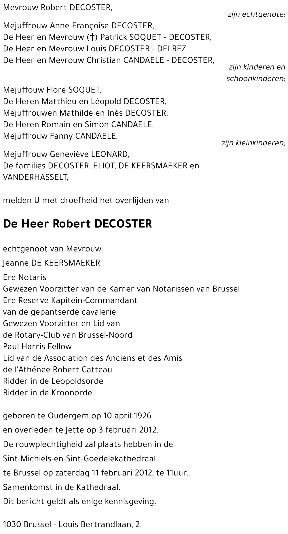 Robert DECOSTER