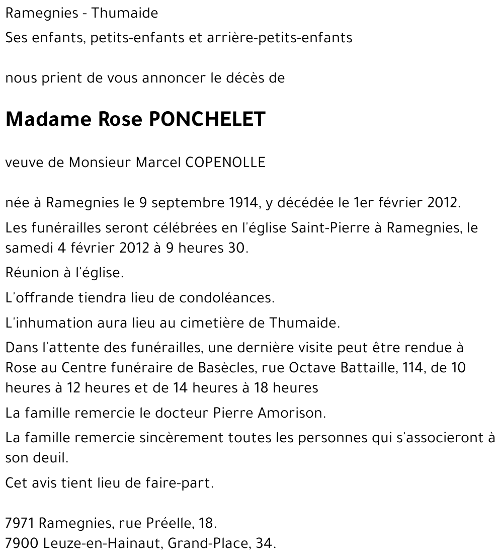 Rose PONCHELET