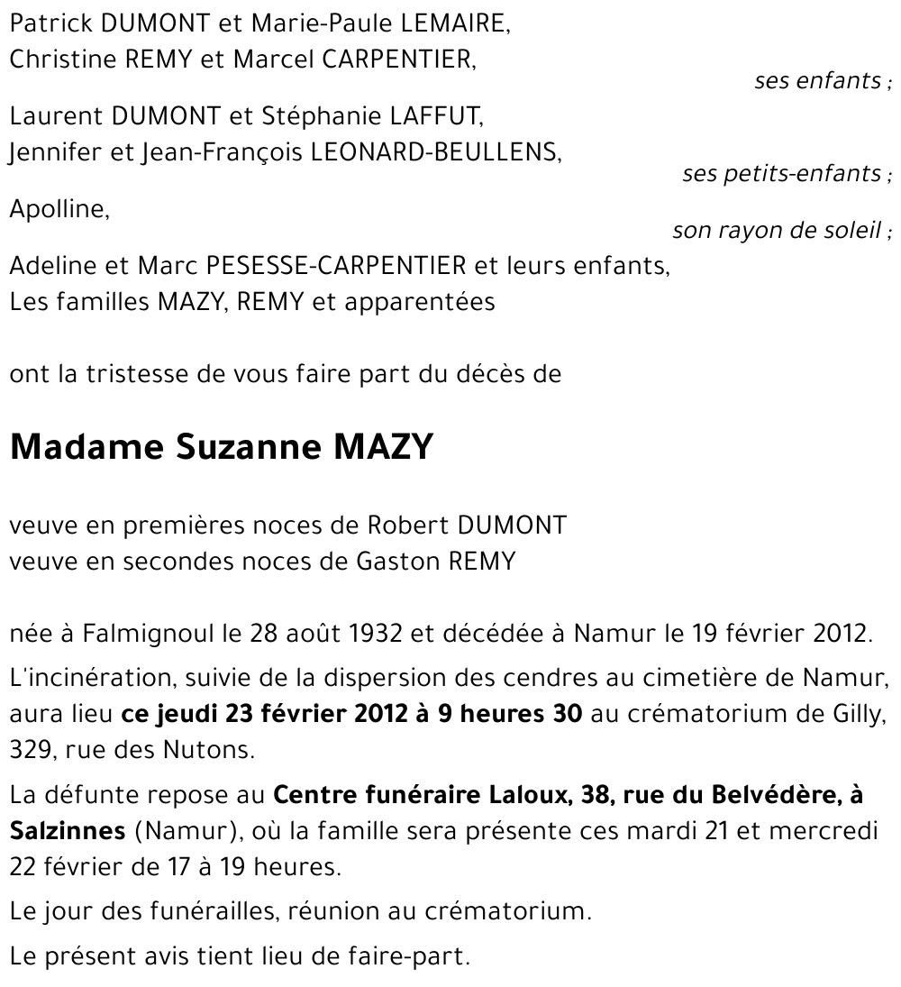 Suzanne MAZY