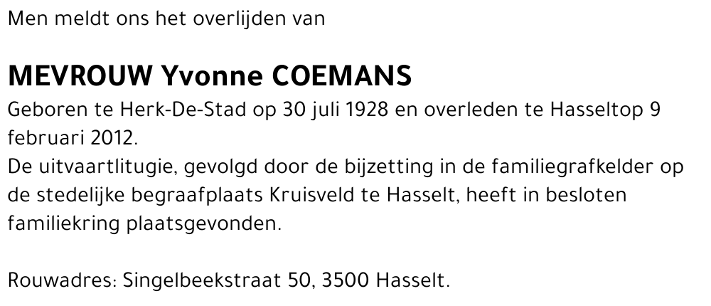 Yvonne Coemans