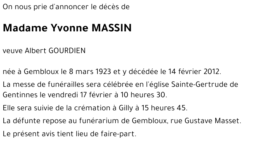 Yvonne MASSIN