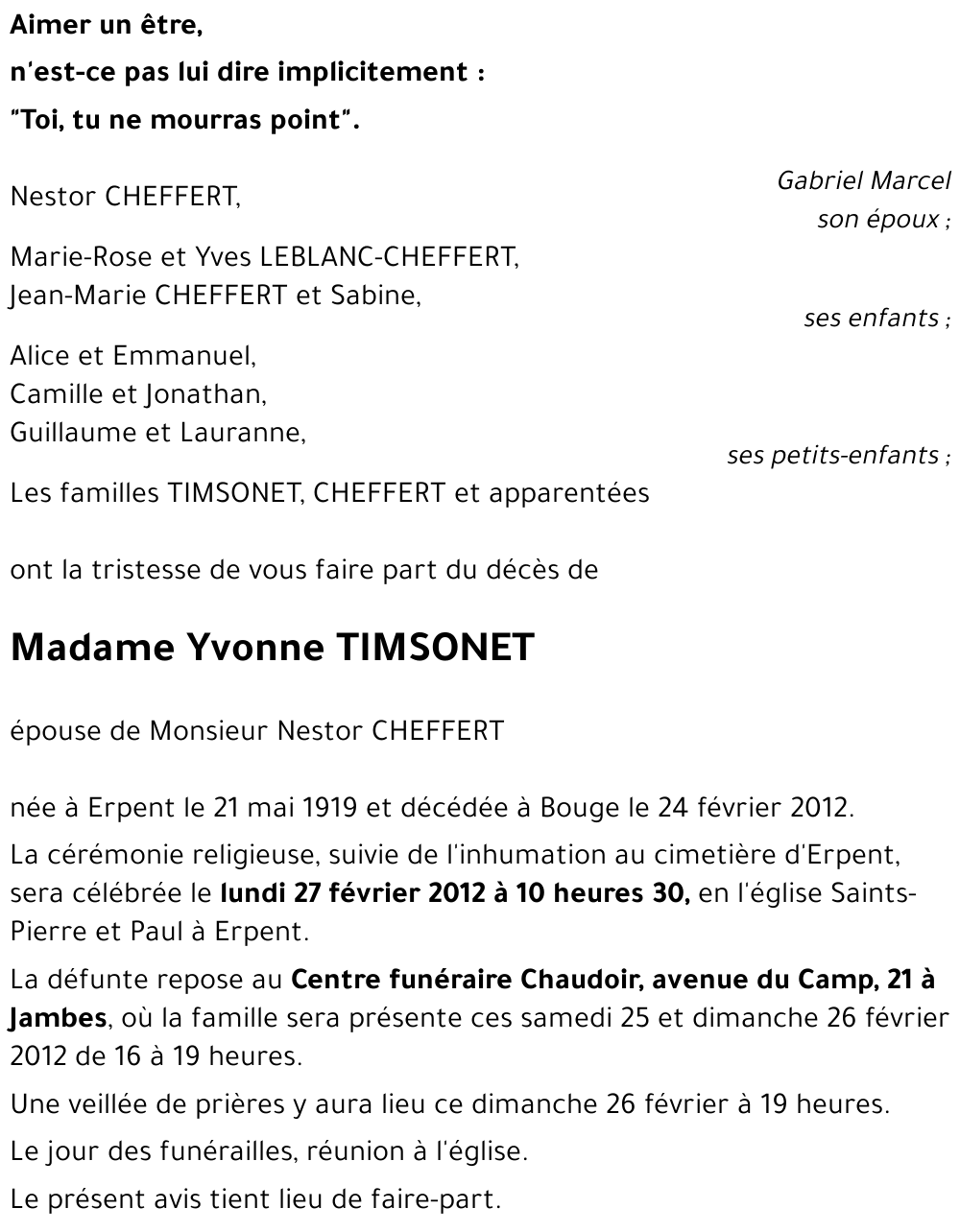 Yvonne TIMSONET