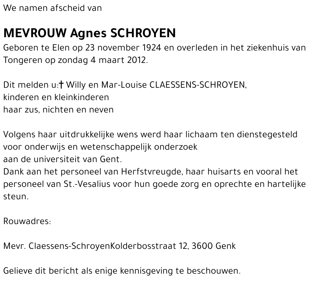 Agnes SCHROYEN