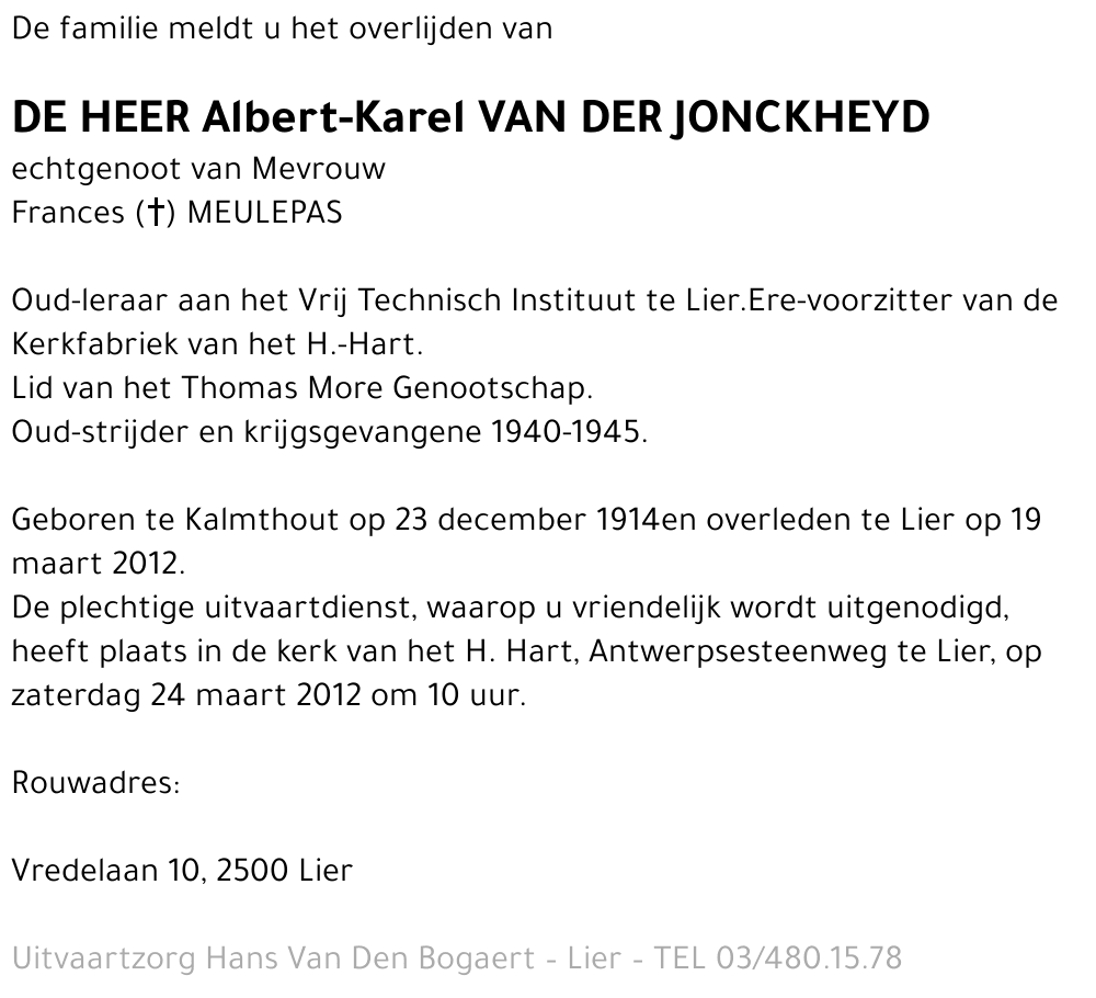 Albert-Karel Van der Jonckheyd