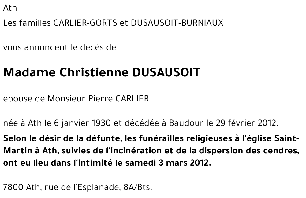 Christienne DUSAUSOIT