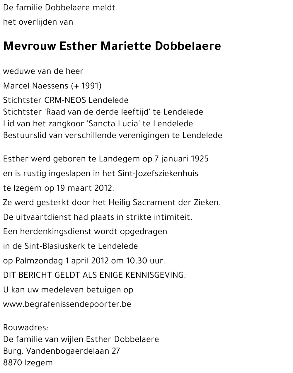 Esther Mariette Dobbelaere