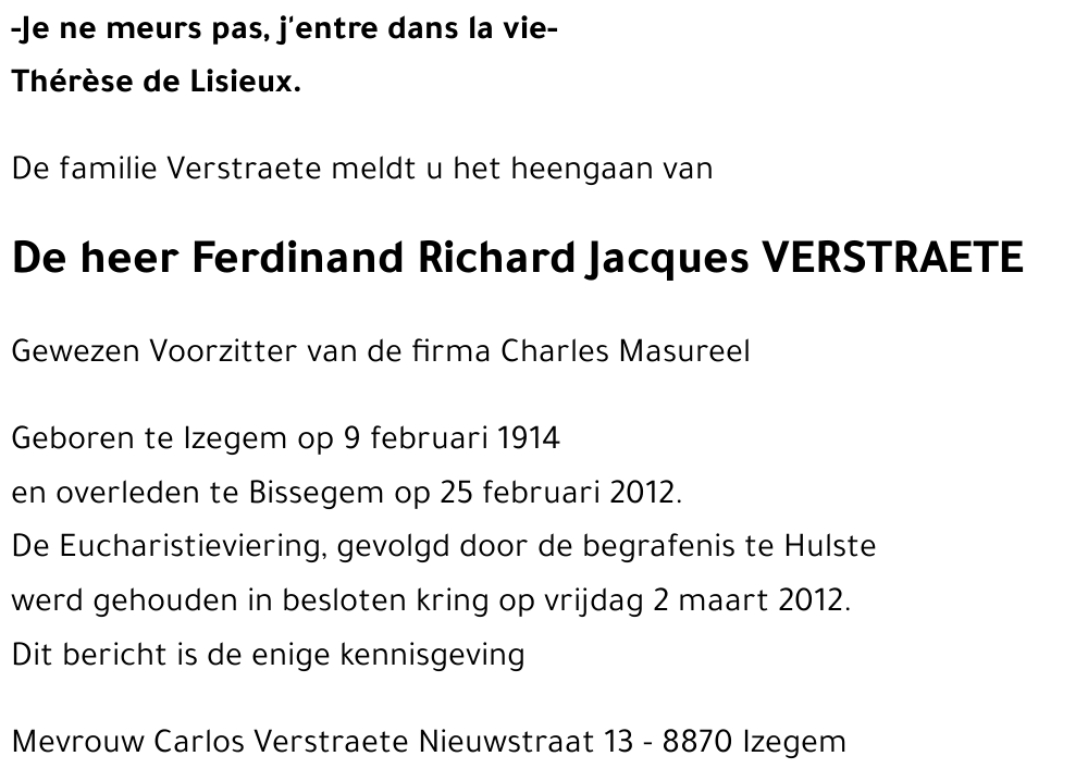 Ferdinand Richard Jacques VERSTRAETE