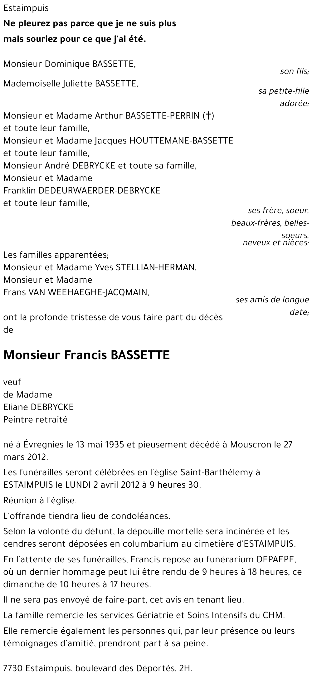 Francis BASSETTE