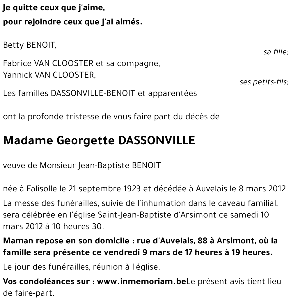 Georgette DASSONVILLE