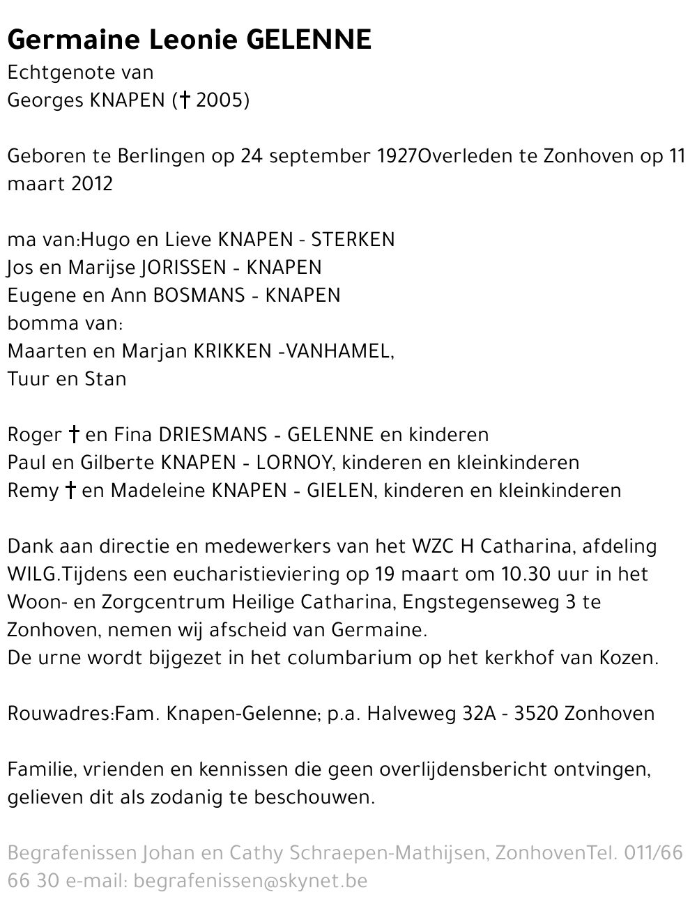 Germaine Leonie GELENNE