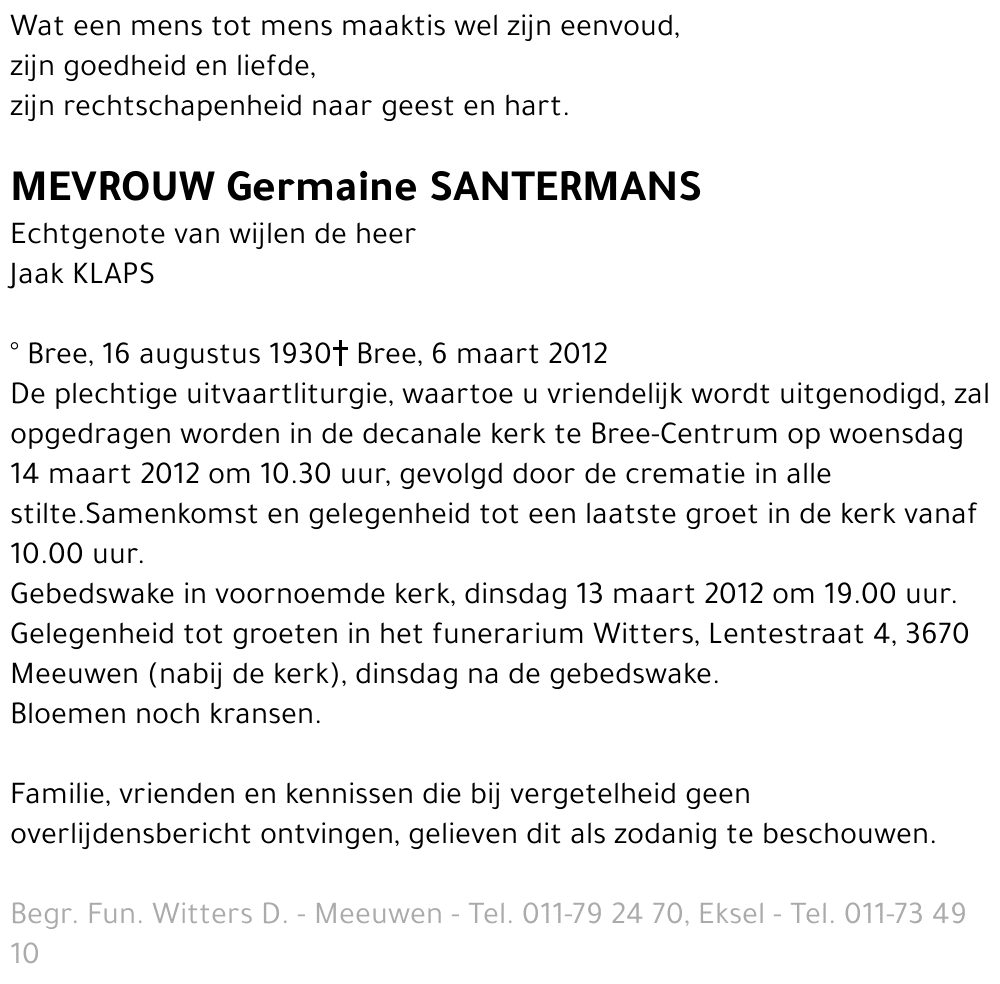 Germaine Santermans