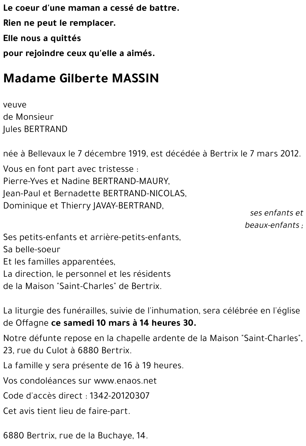 Gilberte MASSIN
