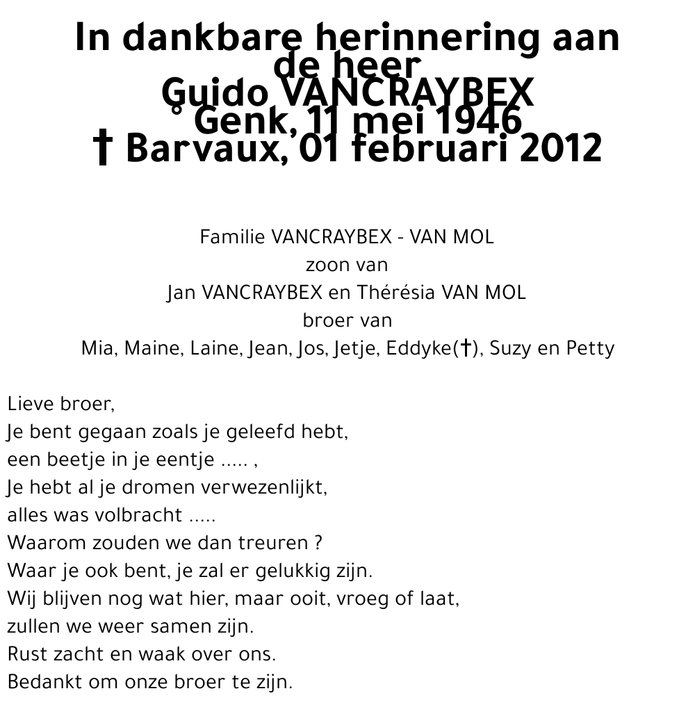 Guido VANCRAYBEX