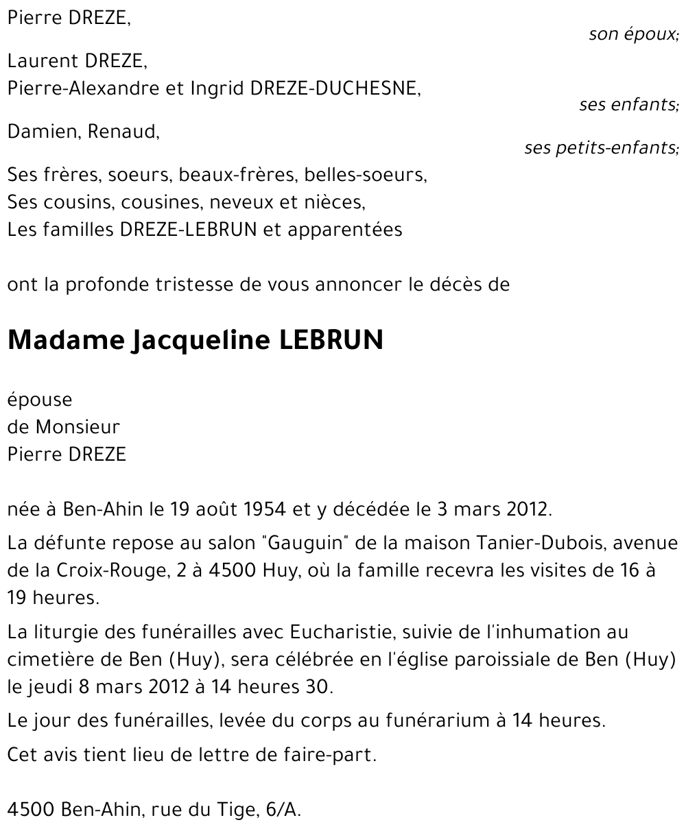 Jacqueline LEBRUN