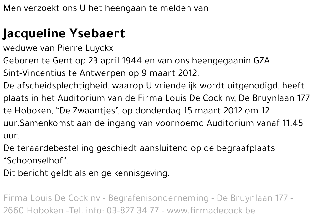 Jacqueline Ysebaert