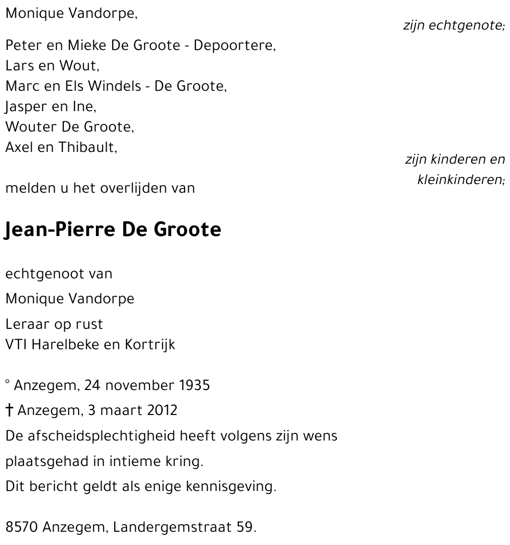 Jean-Pierre DE GROOTE