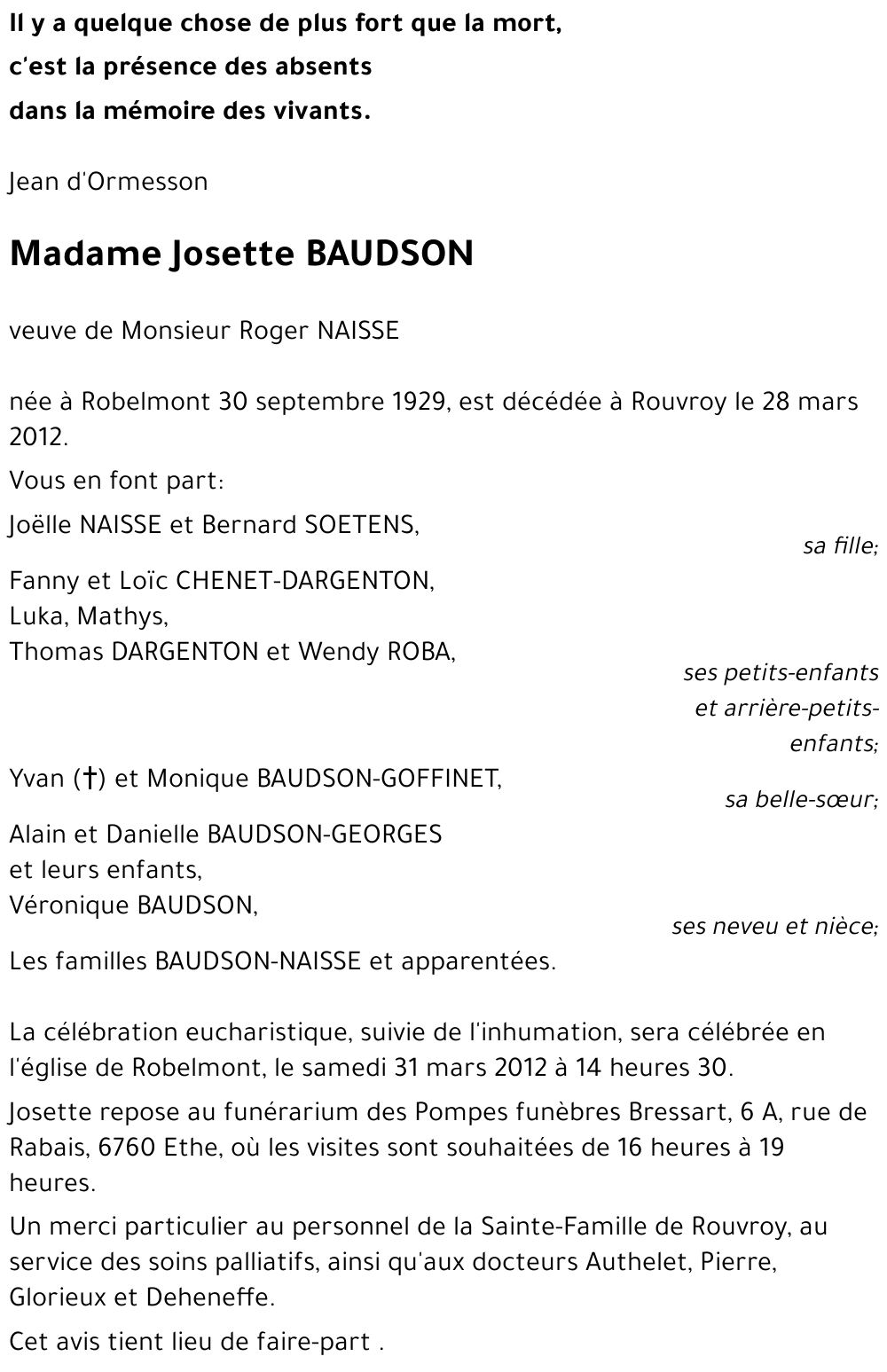Josette BAUDSON
