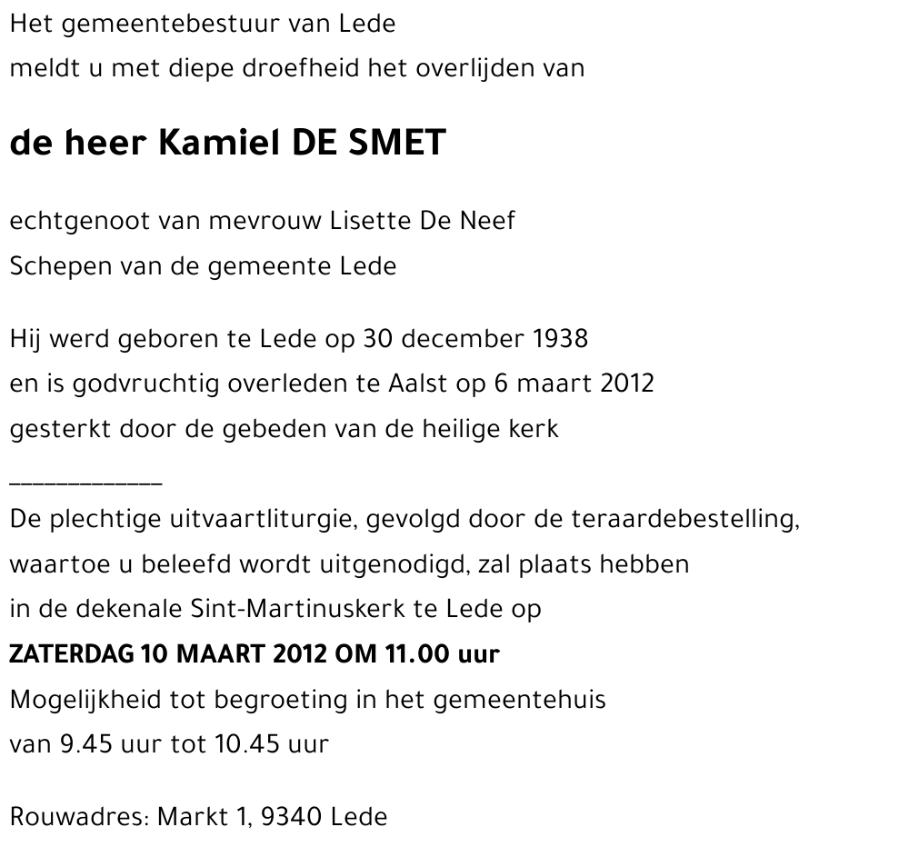 Kamiel DE SMET