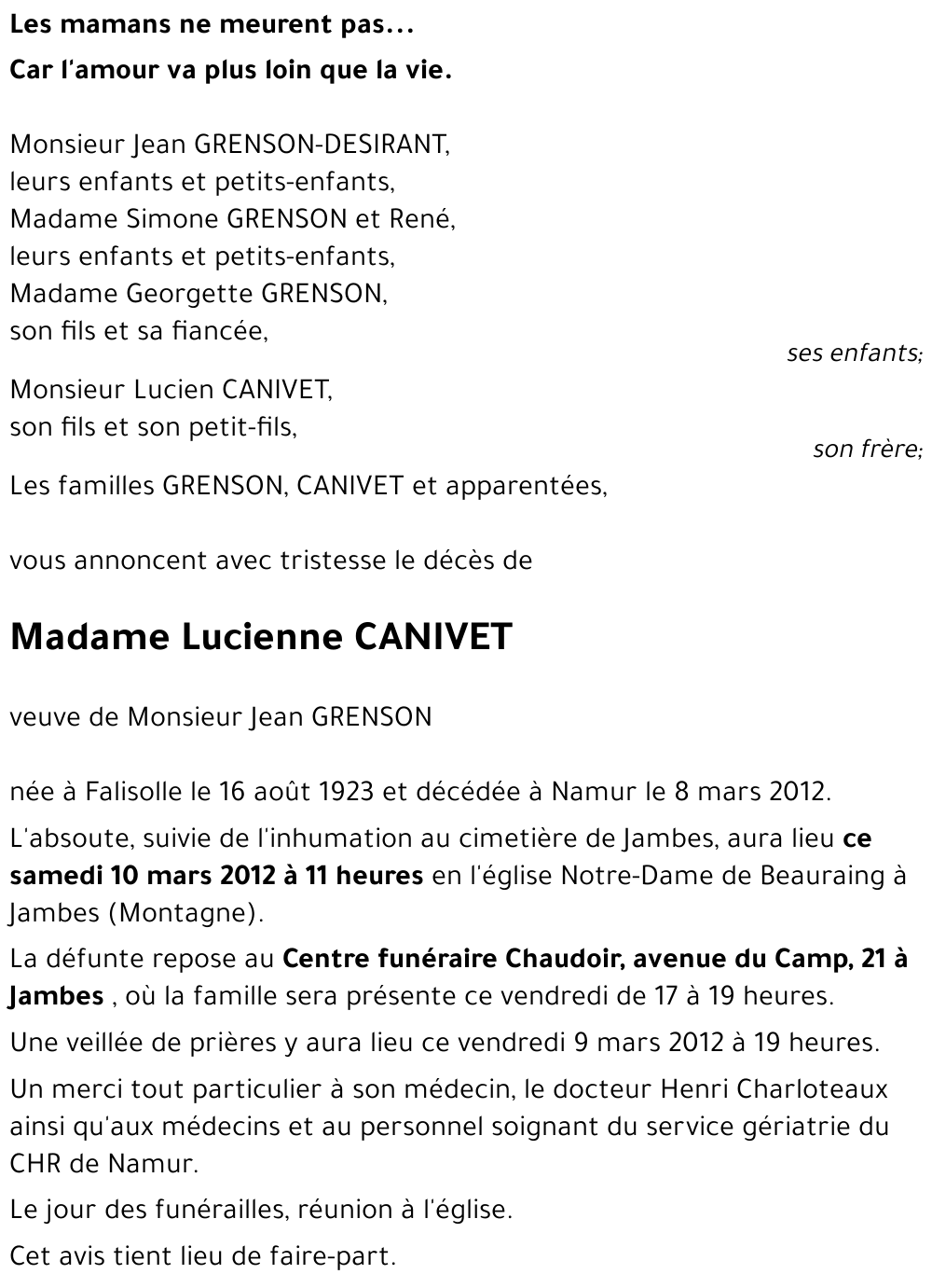 Lucienne CANIVET