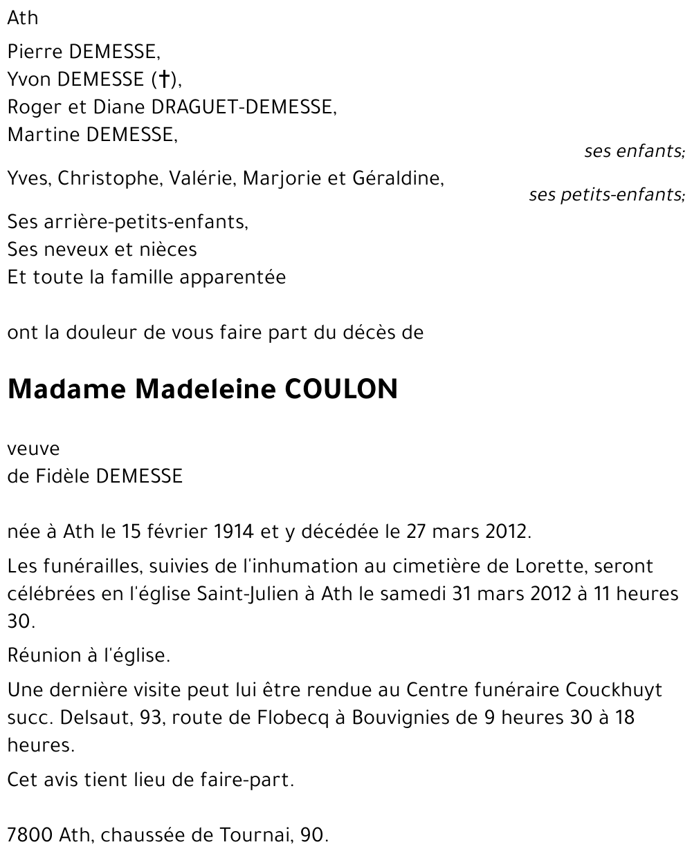 Madeleine COULON