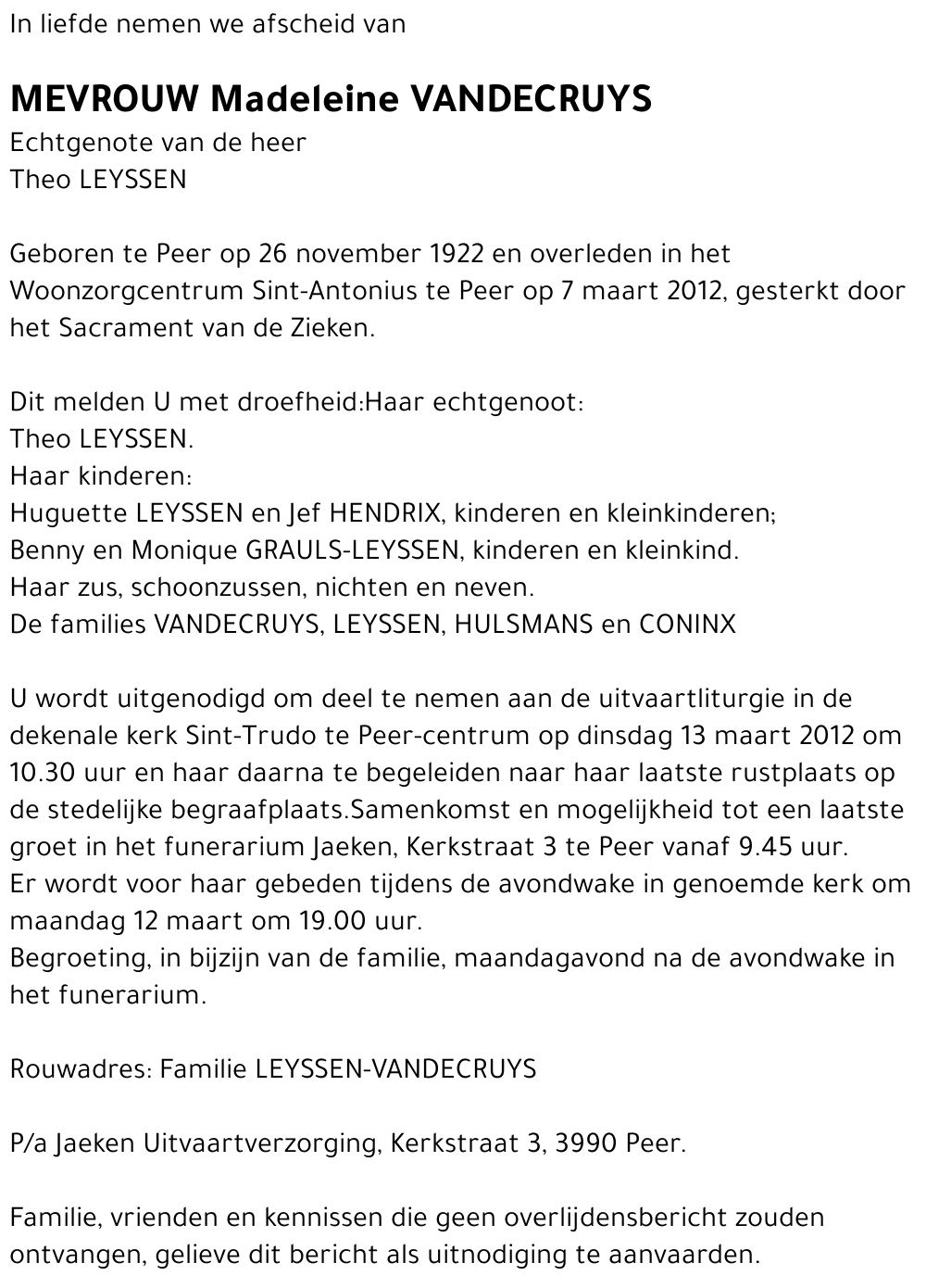 Madeleine VANDECRUYS