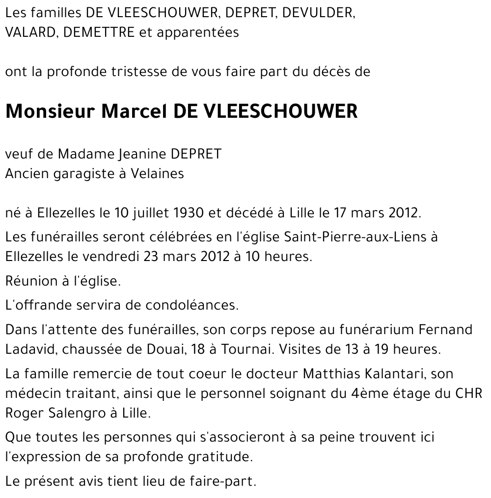 Marcel DE VLEESCHOUWER