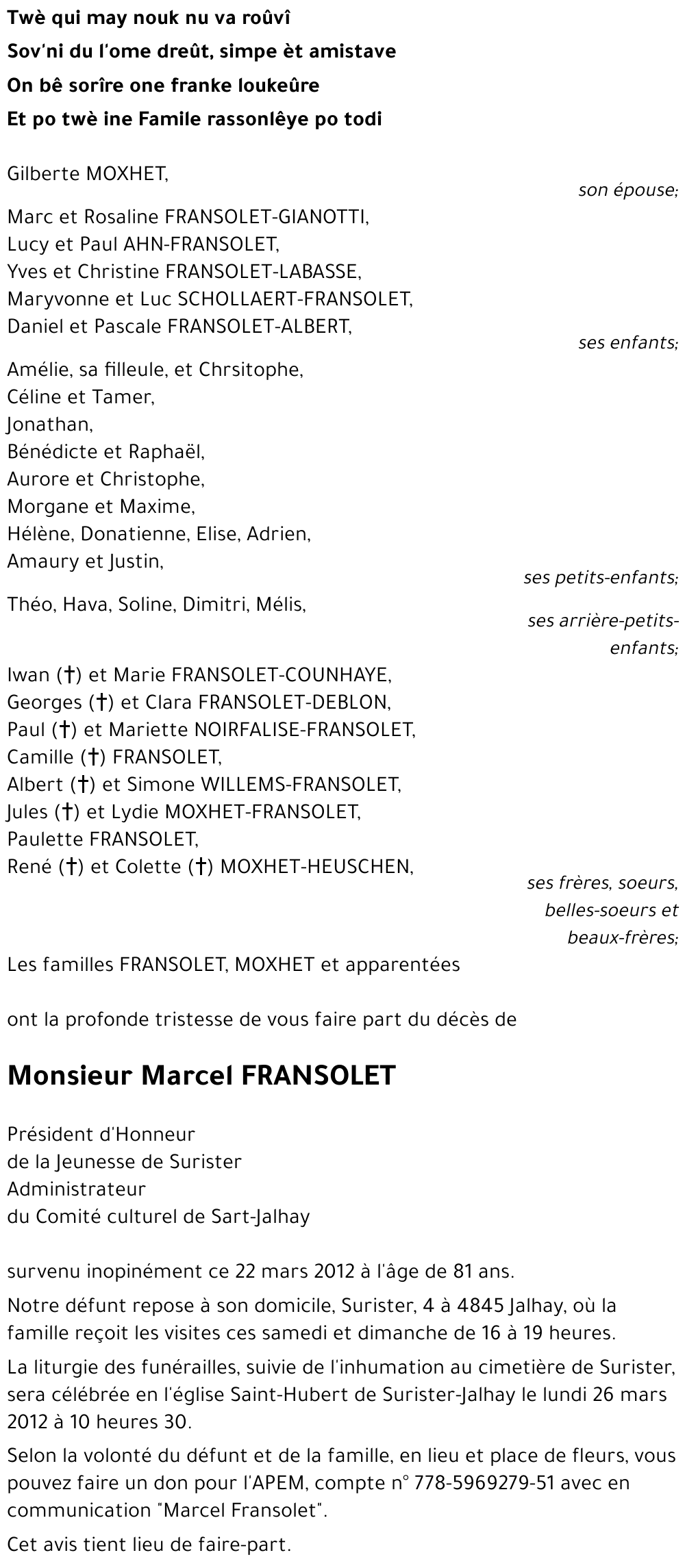 Marcel FRANSOLET