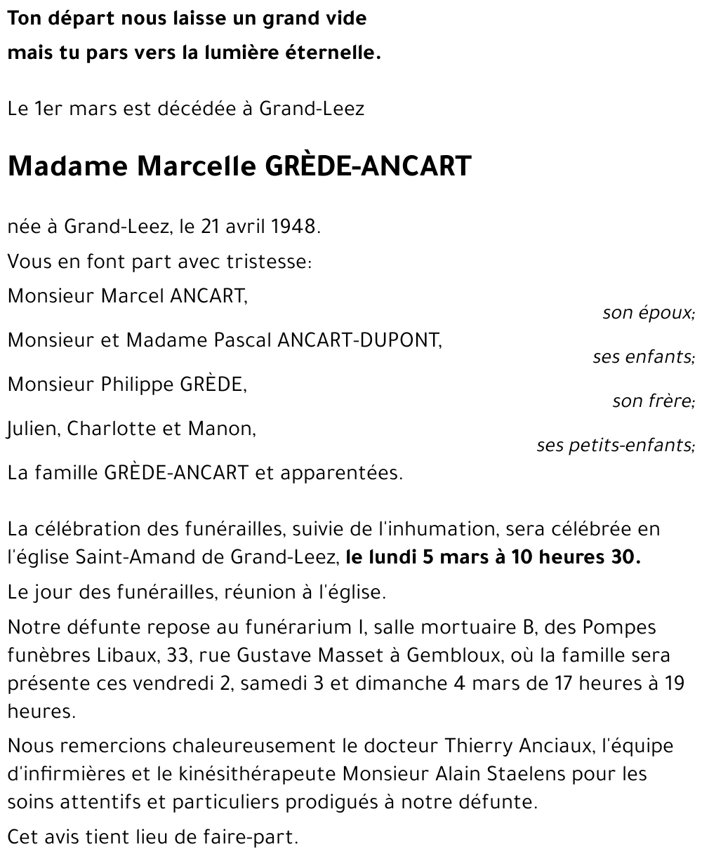 Marcelle GRèDE-ANCART
