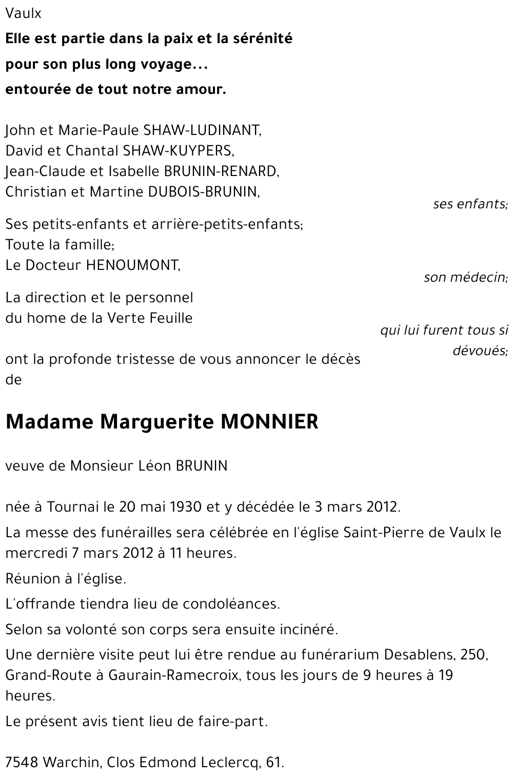 Marguerite MONNIER