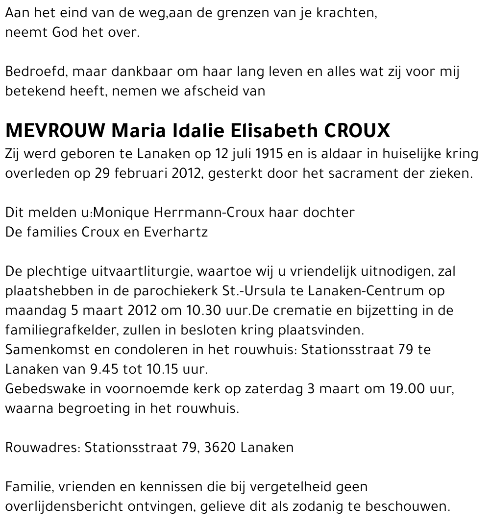 Maria Idalie Elisabeth Croux