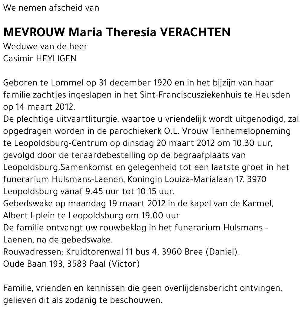 Maria Theresia Verachten
