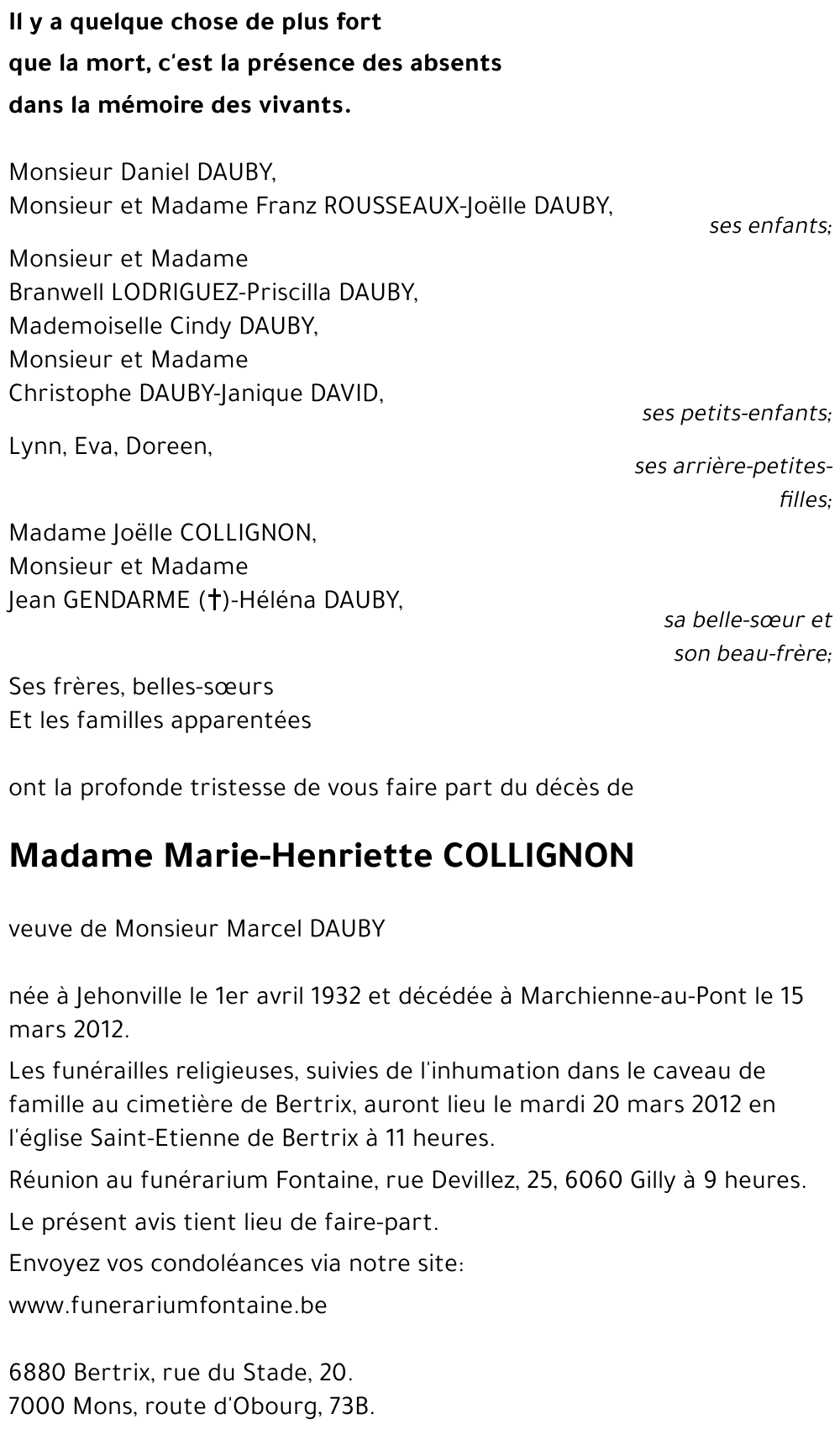 Marie-Henriette COLLIGNON