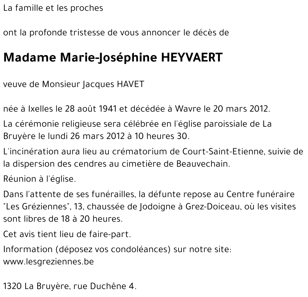 Marie-Joséphine HEYVAERT
